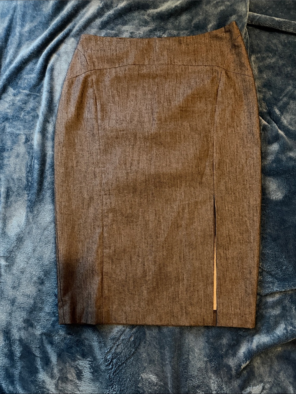 New York & Company Blue Pencil Skirt with Side Slit